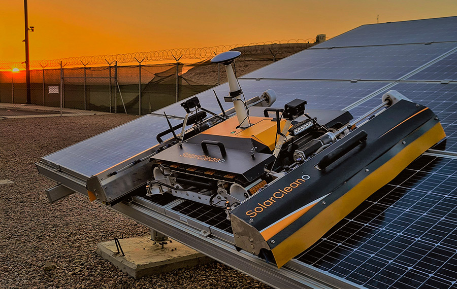 waterless cleaning robot cleaning solar panels in Saudi Arabia